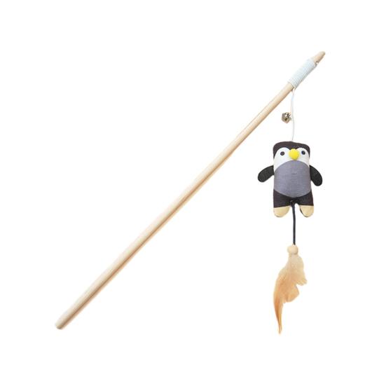 Интерактивная удочка-дразнилка для кошек, перьевая, плюшевое животное, палочка-дразнилка с колокольчиком, игровая игрушка для котят для игры и тренировок в помещении