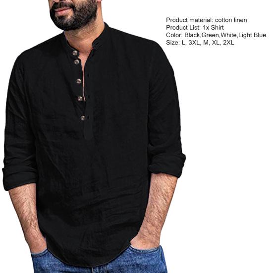 Tee Shirt Stand Collar Long Sleeve Solid Color Casual Fashion Men T-shirt for Shopping