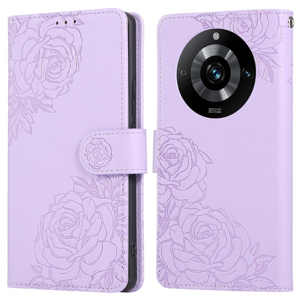 Для Realme 11 Pro+ 5G/11 Pro 5G Чехол-кошелек из ПУ кожи с рисунком розы для телефона с 3 слотами для карт