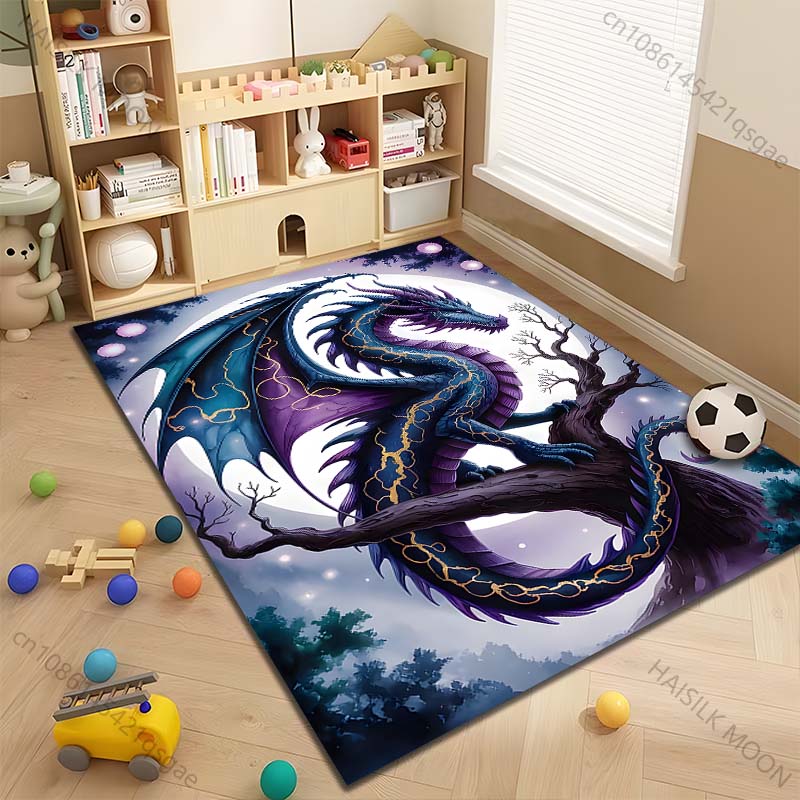 Multiple sizes Fantasy dragon on tree Print Carpet Rug for Living Room Bedroom Sofa Doormat Home Decor Non-slip Floor Mat