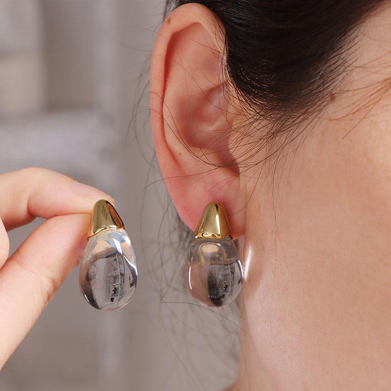 Винтажные прозрачные серьги-капли из кофейной смолы для женщин, модные темпераментные серьги-пусеты, женские, для вечеринок, на каждый день, ювелирный подарок