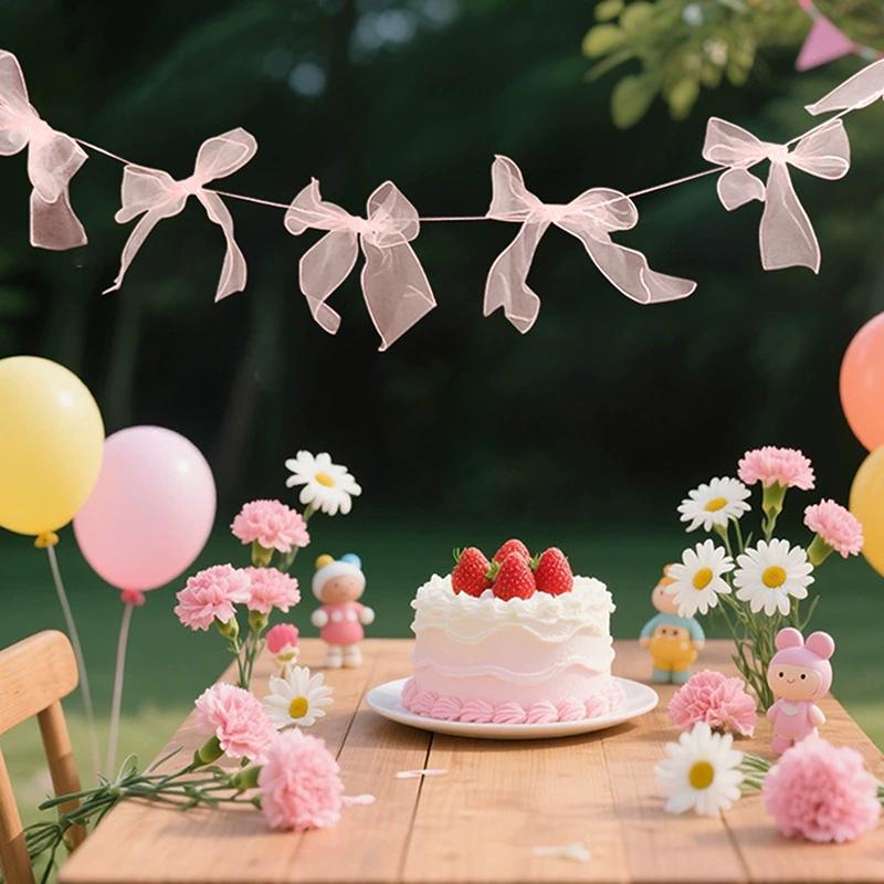 Розовый баннер с бантом, подвесной кулон, гирлянды для девочек, украшение для принцесс на день рождения, вечеринка по случаю рождения ребенка, свадебная вечеринка, фотофон