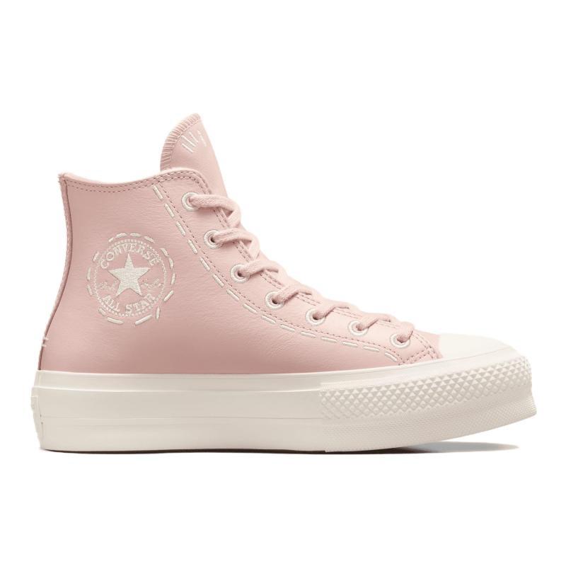 Converse All Star Lift Удобные и Универсальные Простые Топ Кожа Высокие Кеды Женские Розовые