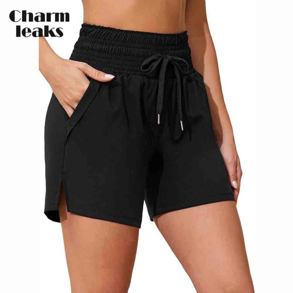 CHARMLEAKS Женские шорты для плавания высотой 6 дюймов с высокой талией Быстросохнущие пляжные шорты с карманами