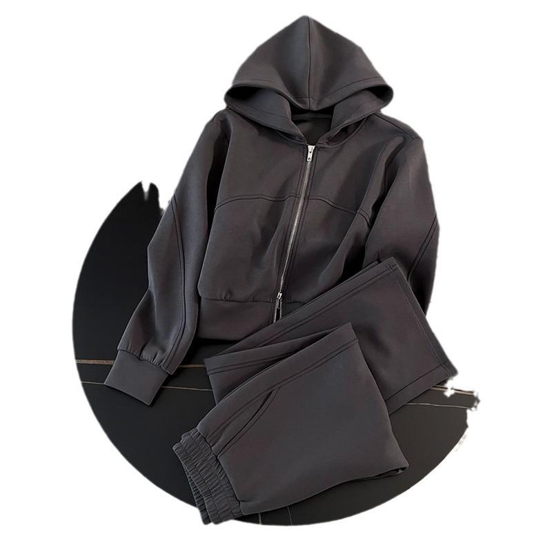 Корейский стиль Повседневный спортивный костюм женский Весна Осень Мода Похудение Худи Широкие брюки Комплект из двух предметов