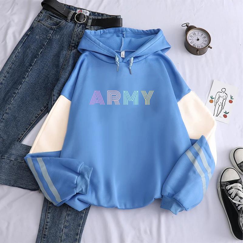 Kpop Army Hoodies Women Street Fashion Популярные мягкие флисовые толстовки Одежда с длинными рукавами Оверсайз Удобная уличная одежда