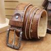 Retro Personality Trend First Layer Pure Cowhide Belt Men'S Genuine Leather Washed Casual Denim Belt