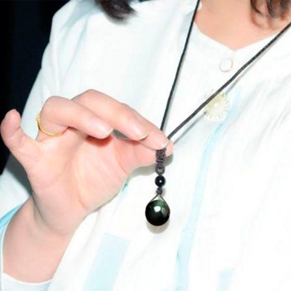 A+++ Stone for Lovers Transfer Black Crystal Beads Natural Pendant Obsidian Eye Rainbow Ball