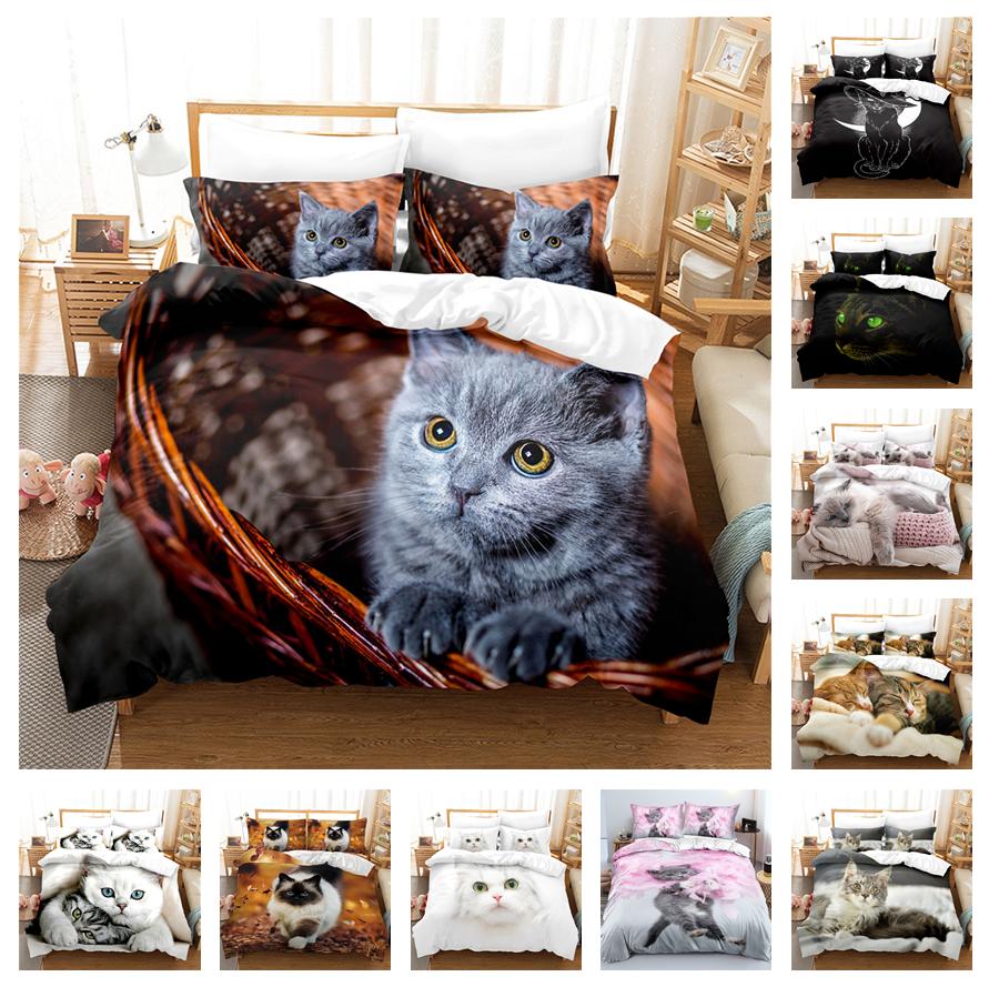 3D комплект постельного белья для домашних животных и кошек, пуховый пододеяльник, наволочка, комплект односпальной/двуспальной кровати DE135 * 200, мягкий пододеяльник в натуральную величину для мальчиков и девочек, постельное белье