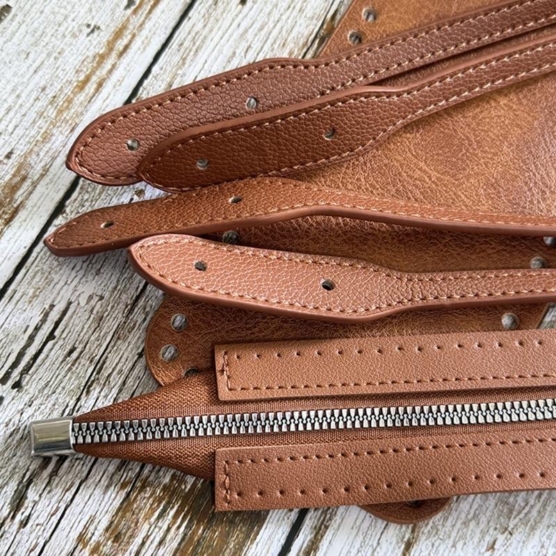 Набор для изготовления кожаной сумки DIY Набор для вязания сумки из ПУ Кожаный ремень через плечо, Подкладка-формователь дна сумки