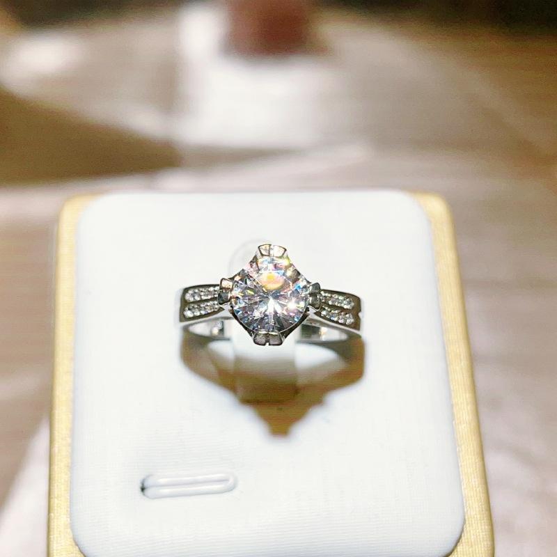 Кольцо с бриллиантом в цирконе, модное женское кольцо, ювелирное украшение, муассант, бриллиантовое кольцо