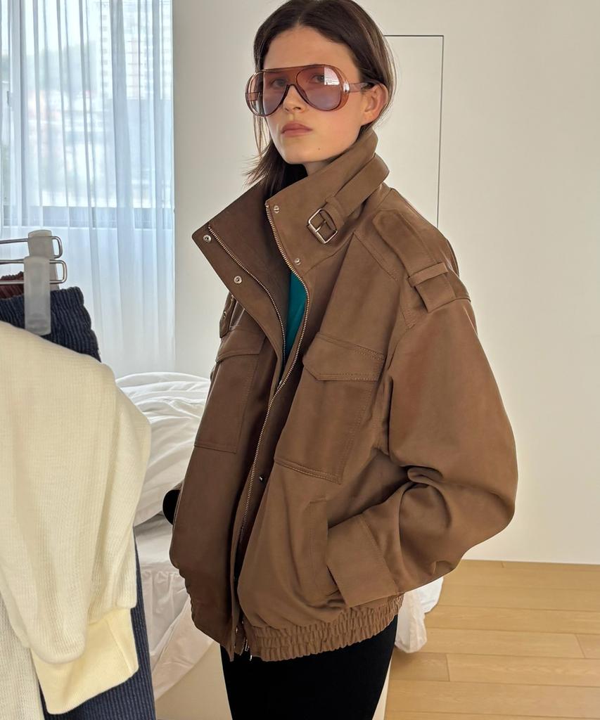 CITTA Suede High-Neck Epaulet Jacket_Cto160(Camel)