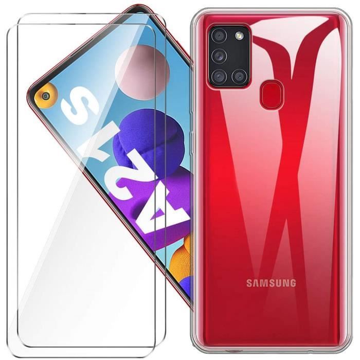 Чехол + Защитное стекло - Samsung - Galaxy A21s - Прозрачный - Силикон TPU - 2 шт.