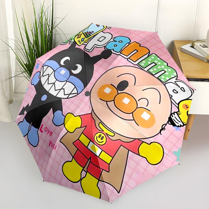 1PC Anpanman Automatic Folding Umbrella, Automatic Folding Umbrella with 8 Ribs, Convenient for Outdoor Use  026