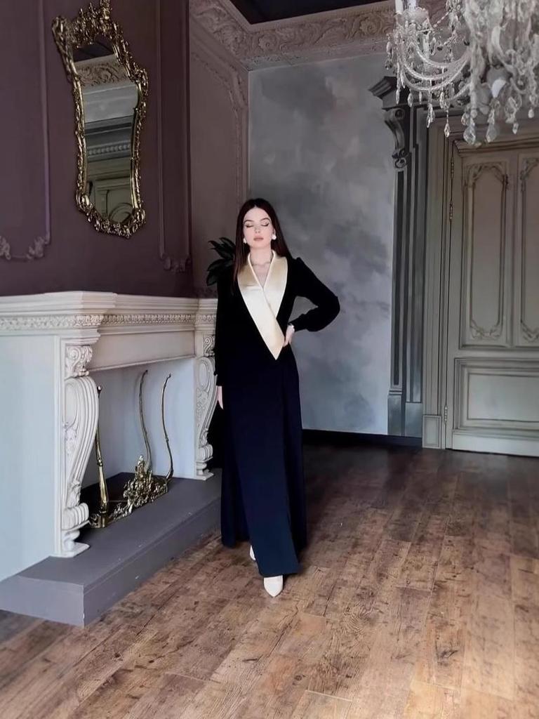 Элегантное французское осенне-зимнее 2024 года длинное платье для женщин больших размеров, стройнящее фигуру