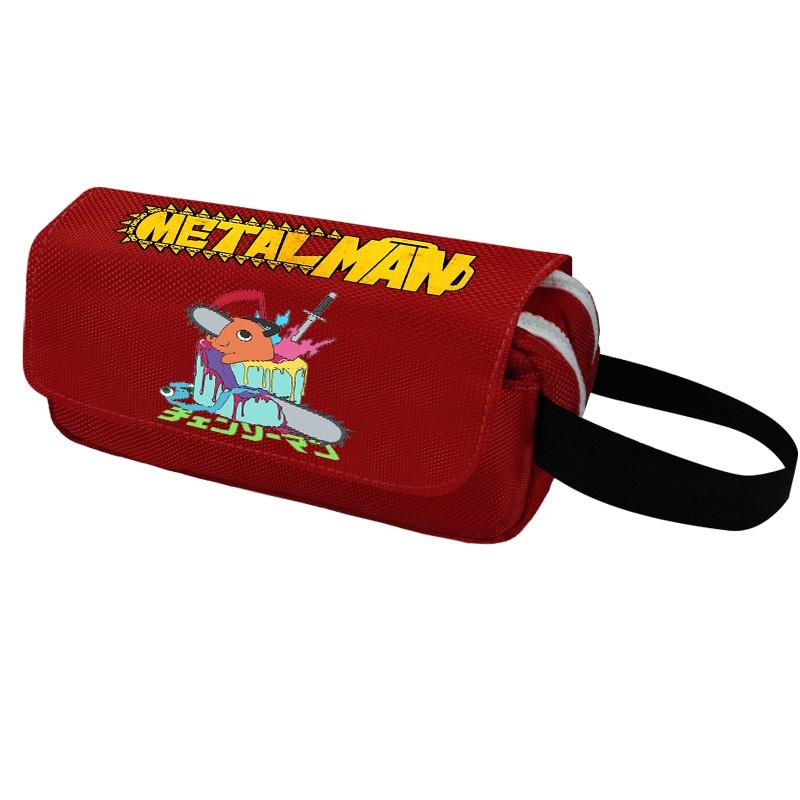 Chainsaw Man Pencil Case Cartoon Anime Stationery Organizer Double Zipper Large Capacity Students