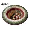Christmas Party Home Decor 3D Rug, Illusion Area Round Decorative Crystal Velvet Rug Floor Mat, Festive Carpet for Indoor Living Room Holiday