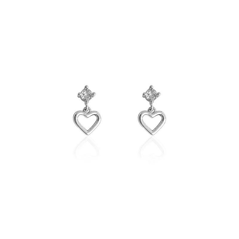 Серьги-гвоздики Beixi S925 из стерлингового серебра с фианитами в форме сердца - Простые, модные и универсальные.