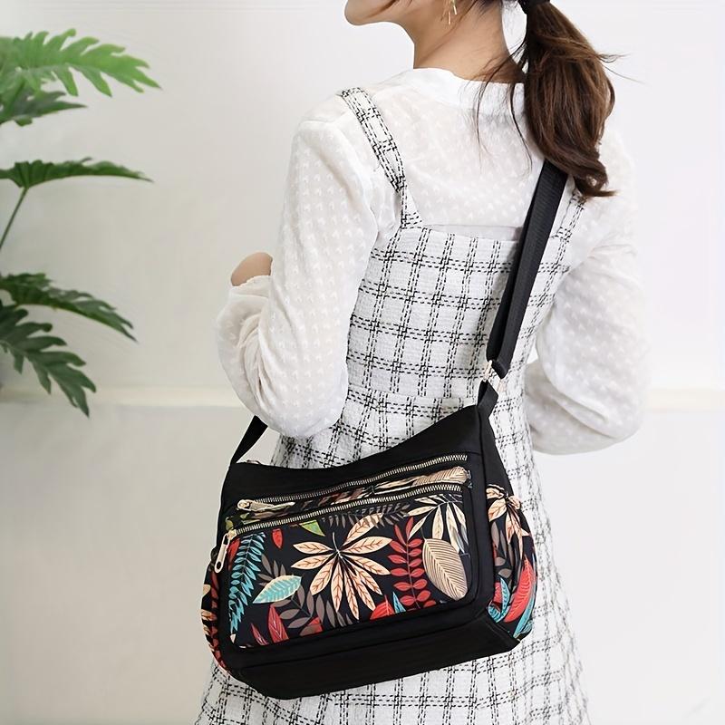 Stylish Elephant Print Crossbody Bag - Adjustable Strap, Water-Resistant, Multi Pockets