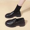 New Fashion Solid Color Versatile Women's College Style Round Toe Thick Sole Shoes Versatile British Style Leather Shoes