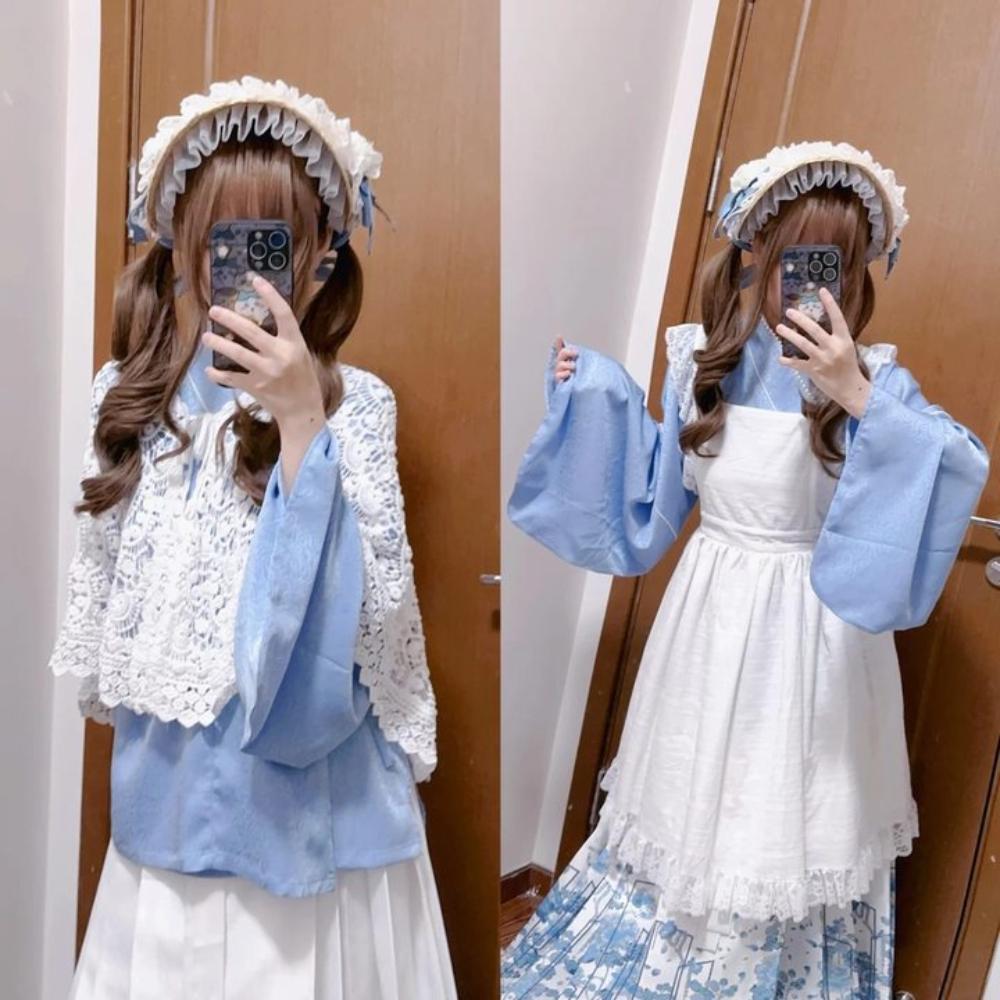 Lace Lolita Bonnet Flat Top Bow Ribbon Flower Cap Elegant Lolita Straw Hat  Lolita Accessories