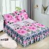 1pc Bed Skirt + 2pcs Pillowcase Bedding Set Sanding Soft Bedspread King Queen Size Double Layer Bed Skirt