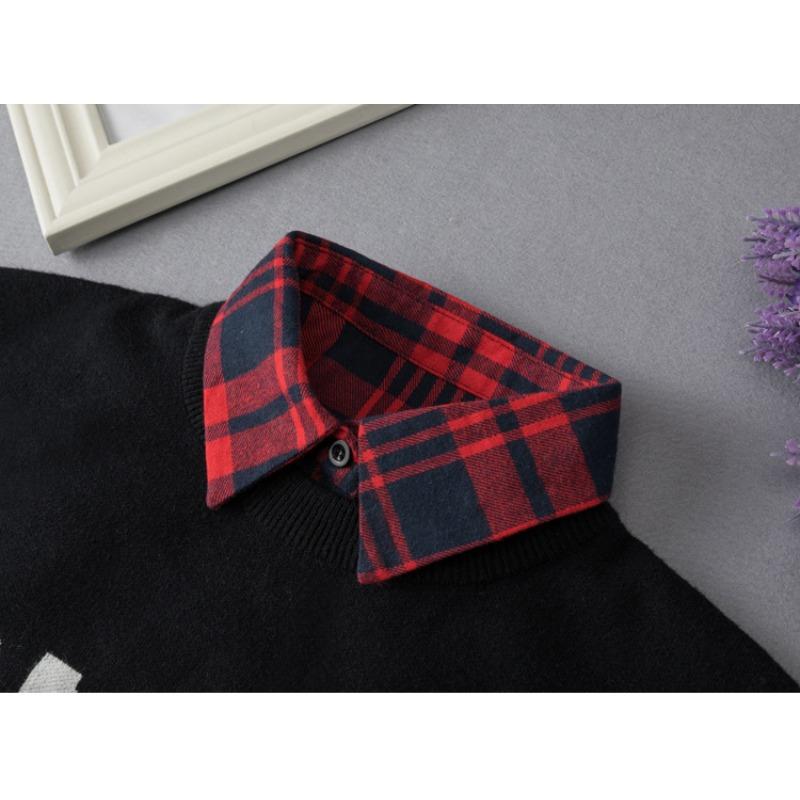 Coffee Plaid Fake Collar Versatile Universal Fake Collar Autumn Shirt Decorative Collar Sweater Fake Collar