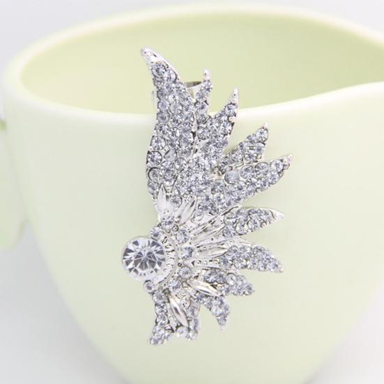 1 Pc Women Punk Wing Ear Cuff Rhinestone Inlaid Clip Stud Earring Club Jewelry