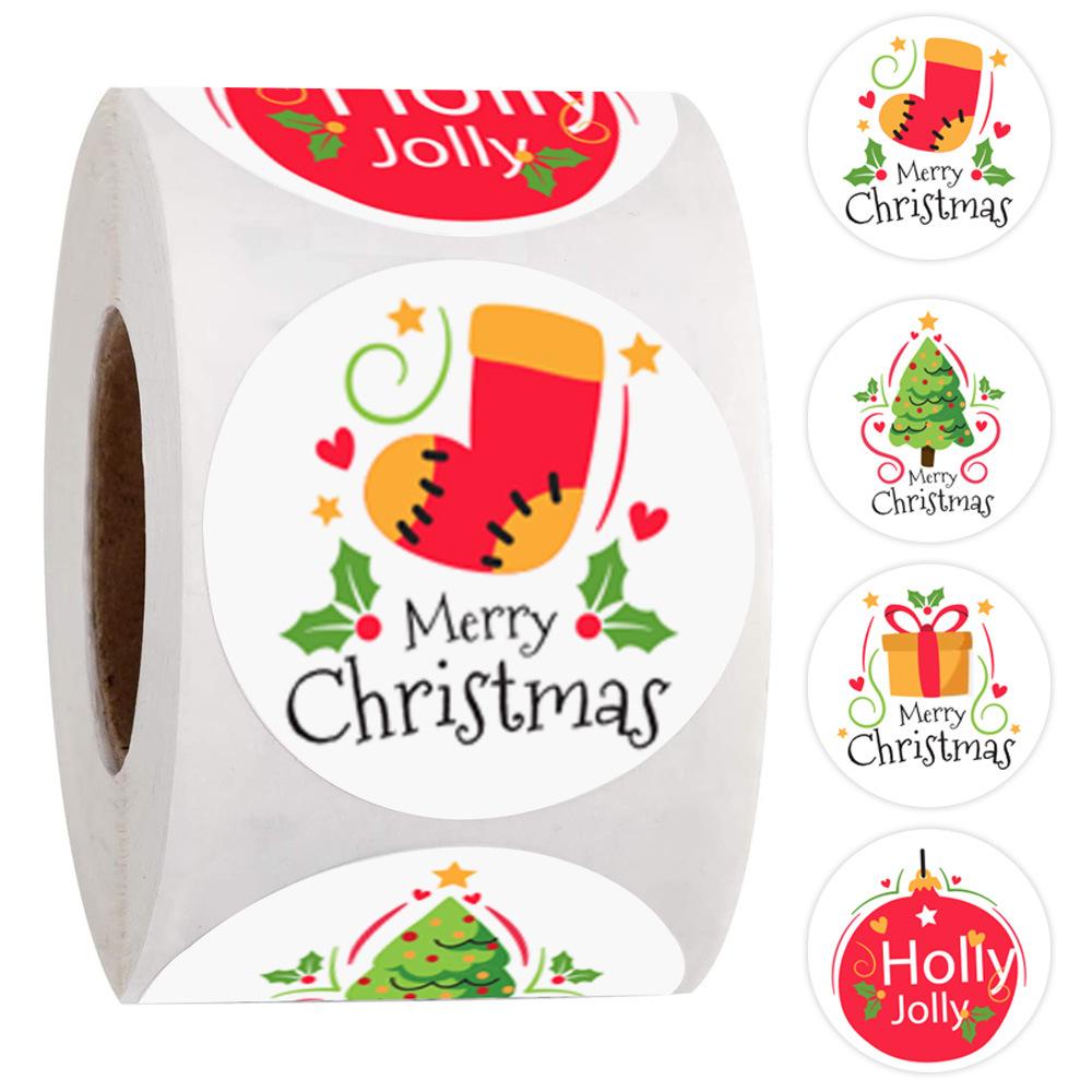 500pcs 1inch Black Hot Stamping Sticker New Year 2023 Merry Christmas Stickers Gift Sealing Labels Holiday Candy Bag Box Decor