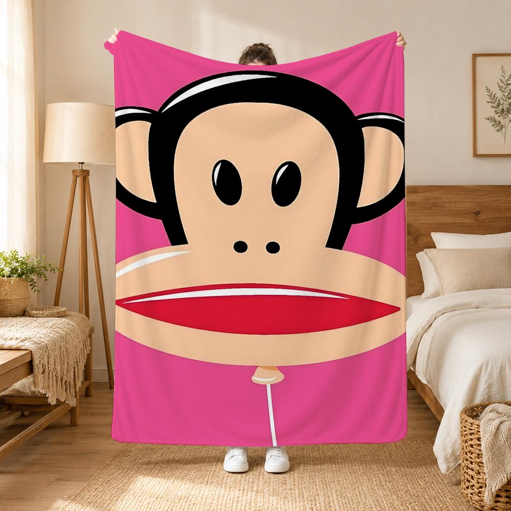 Julius the Monkey Character Throw 240g flannel blanket, suitable for sofas, beds, offices,  exquisite gift blankets