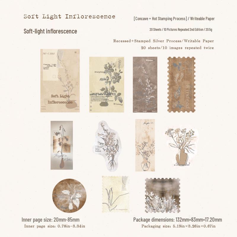 MòMòBái Silver Embossed Matchbox Sticky Notes - Leaf Flowing Light Series, 6 Styles.
