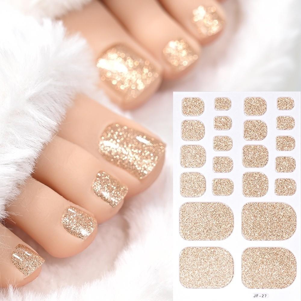 22tips/Sheet Solid Color Shimmer Finish Full Cover Nail Wraps Home DIY Nail Makeover