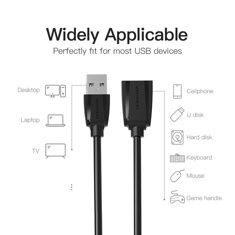 Vention USB-удлинитель USB 2.0 3.0 Удлинительный кабель для компьютерного ТВ 1 м 2 м 3 м