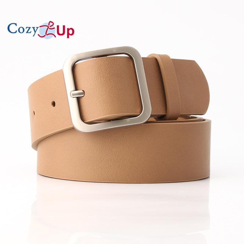 Cozy Up Женский ремень в стиле ретро, ​​простой универсальный ремень из искусственной кожи с квадратной пряжкой