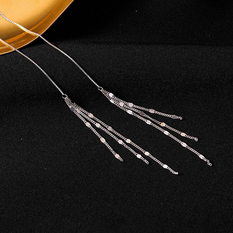 ANENJERY Длинные серьги-цепочки для женщин. Простые блестящие серьги с кисточками ручной работы.
