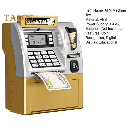 Детский банкомат-копилка-игрушка с картой Электронные деньги Монета Сберегательная копилка Образовательный Автоматический пароль Банкомат для малышей Мальчики Девочки Подарок