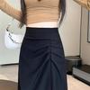 Юбки миди однотонные плиссированные элегантные корейские весенне-летние уличные повседневные юбки женская одежда