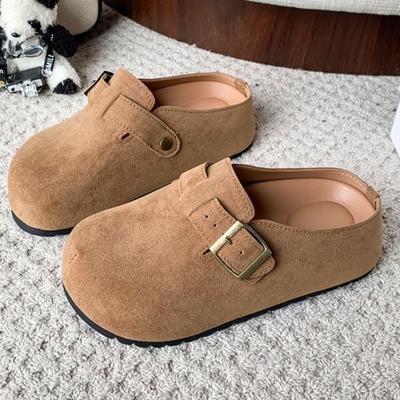 Модные новые весенние туфли-балетки с круглым носком, глубоким вырезом и металлической пряжкой, нескользящие и износостойкие тапочки