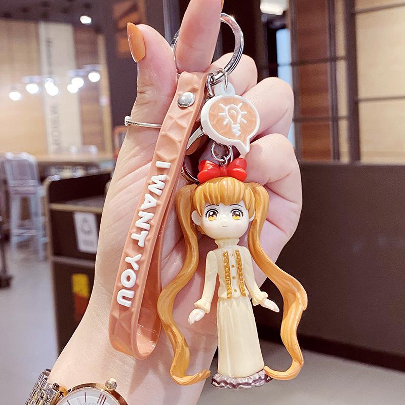 New Creative Cartoon Couple Keychains Anime Sailor Moon Doll Keychains Bag Pendant Car Accessories Key Chain Gift for Children