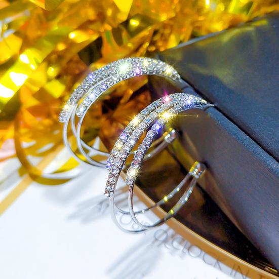 Женские изысканные серьги-кольца со стразами, трехслойные украшения для пирсинга в форме круга