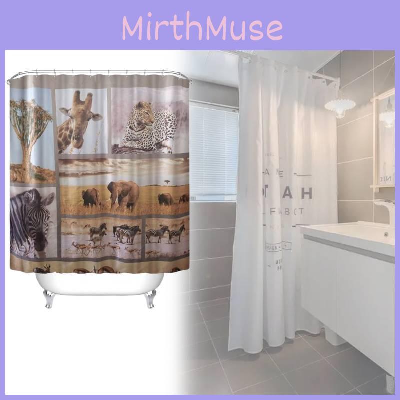 Водонепроницаемая шторка для ванной из ПЭВА с рисунком животных, длинная, жираф, зебра, для декора туалета