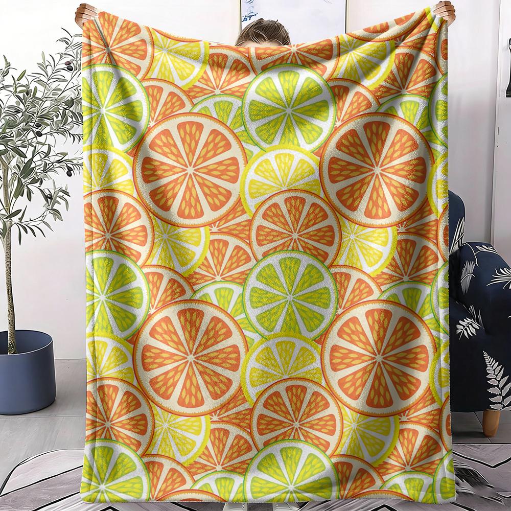 Citrus Fruit Throw Soft Flannel AC Blanket Lightweight Summer Nap Throw Cozy Blanket for Sofa Bed Travel Home