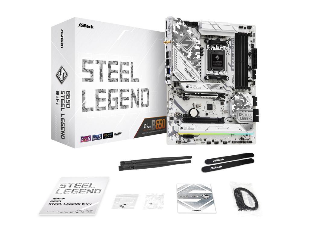 Asrock Motherboard B650 Steel Legend WiFi Compatible with AMD Ryzen 7000 Series CPU B650 Chipset DDR5 ATX Motherboard Authorized Distributor (Soket