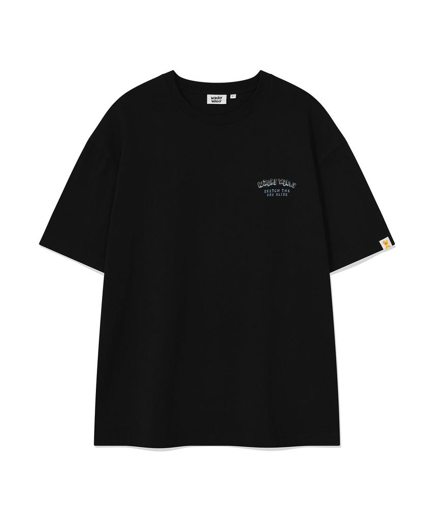 WACKY WILLY Kitsch Graphic Short Sleeve T-Shirt Black