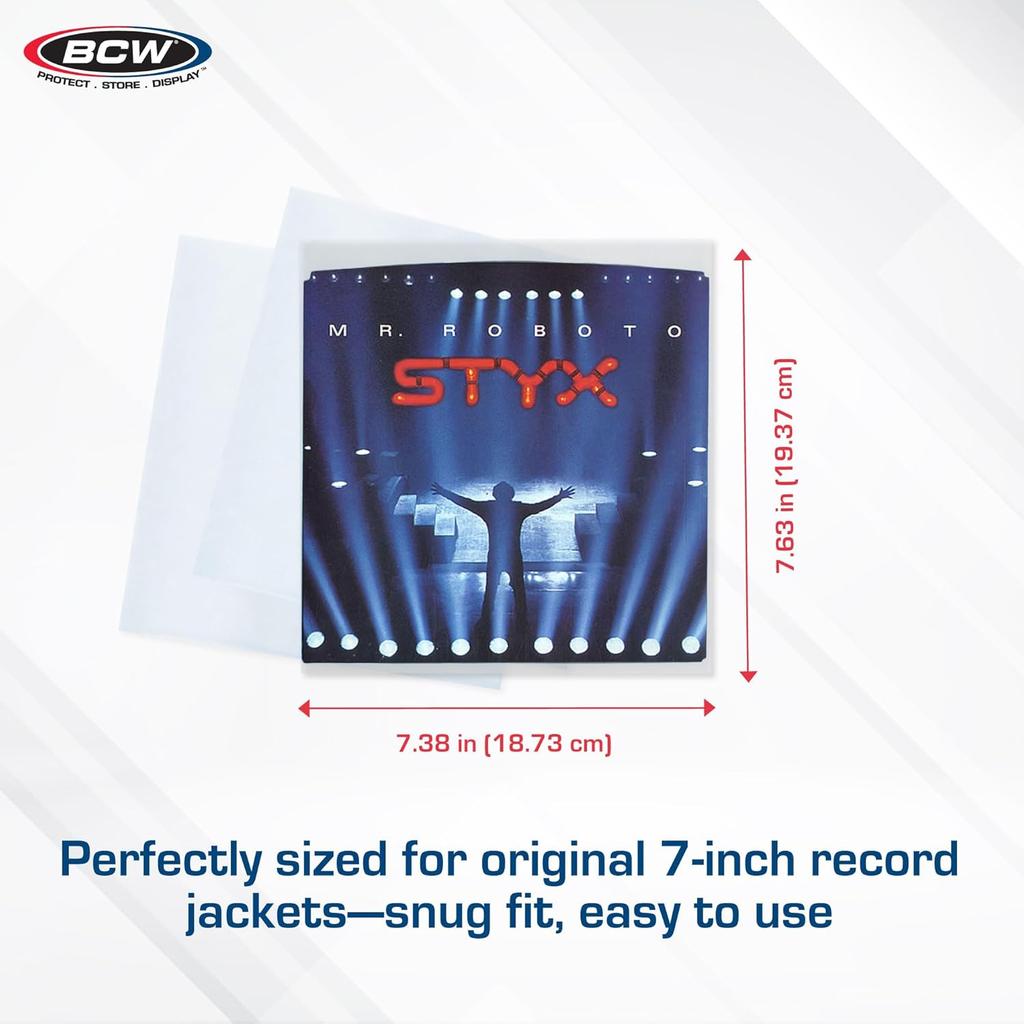 BCW 4 Mil Record Sleeves (7 Inch) | Clear Polypropylene Vinyl Album Protectors for 45 RPM | Archival Quality, Acid-Free Design | Premium Outer