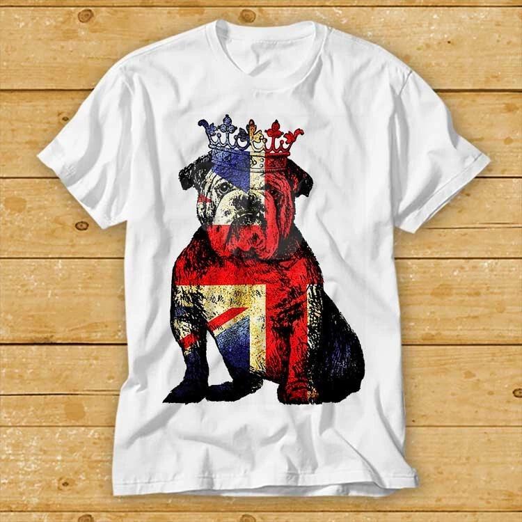 Bulldog British T Shirt Dog Union Jack Flag England Crown Queen Jubilee 2244