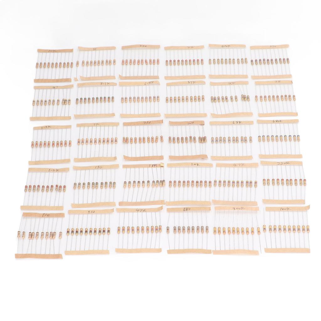 300PCS Carbon Film Resistors Assortment 12W 5percent  Tolerance 10R to 1M Electronic Resistor for
