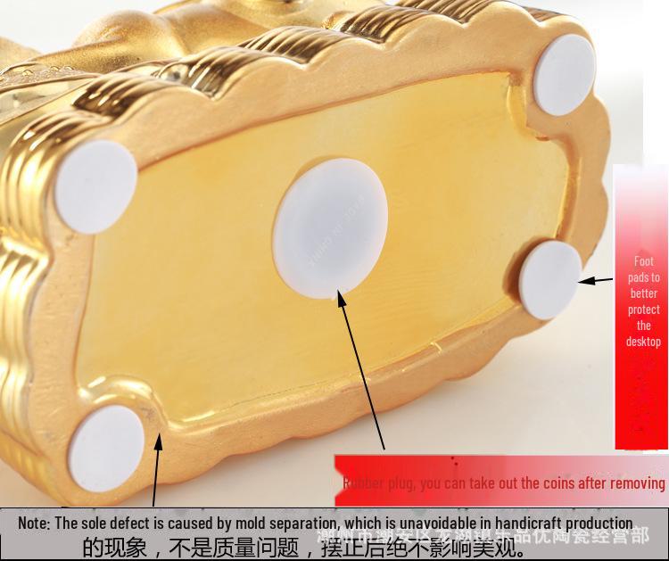 Керамическая копилка с золотым кроликом на удачу - креативный подарок и украшение для дома