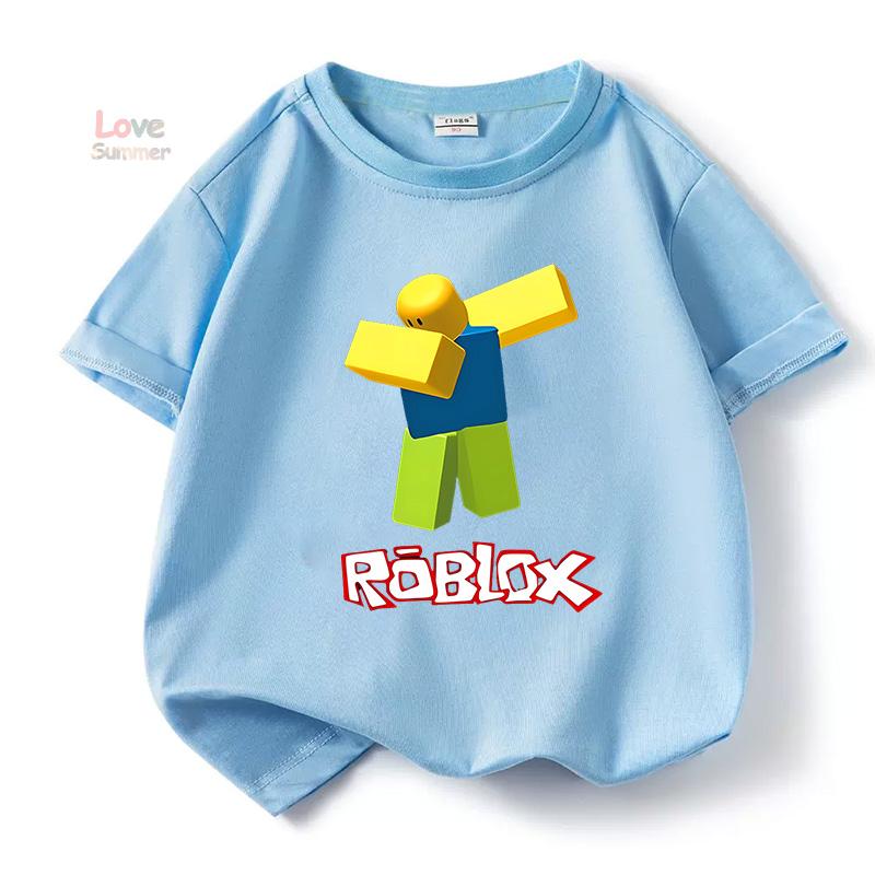 Детская футболка Robloxing для мальчиков Спортивная хлопковая футболка Детская Мультяшная унисекс Короткий рукав Повседневная Уличная Одежда Harajuku