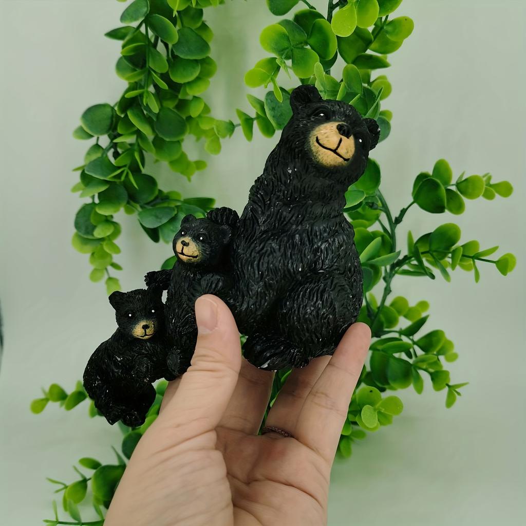 Mother and Son Black Bear Resin Ornament New Cute Figurine Indoor Craft Decoration